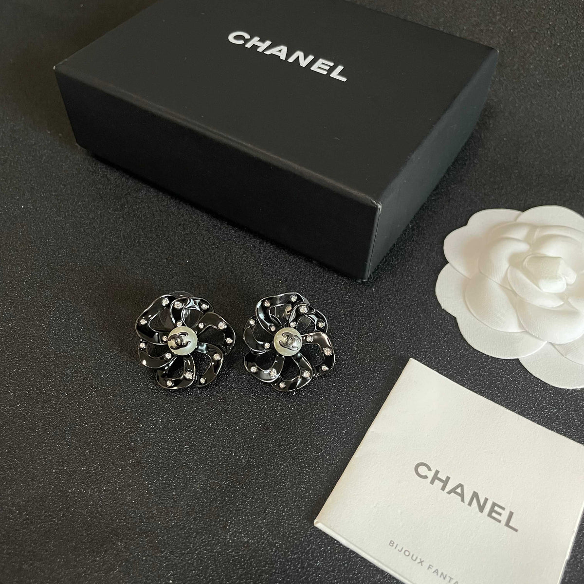 Camellia Stud Earrings in Polished Metal-Tone – Camellia Detail – Design 008 close-up detail