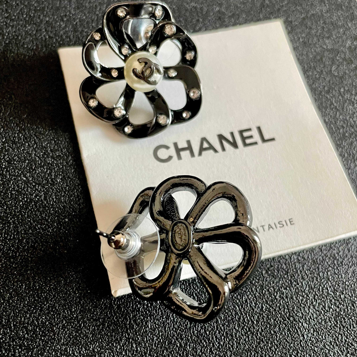 Camellia Stud Earrings in Polished Metal-Tone – Camellia Detail – Design 008 main product view