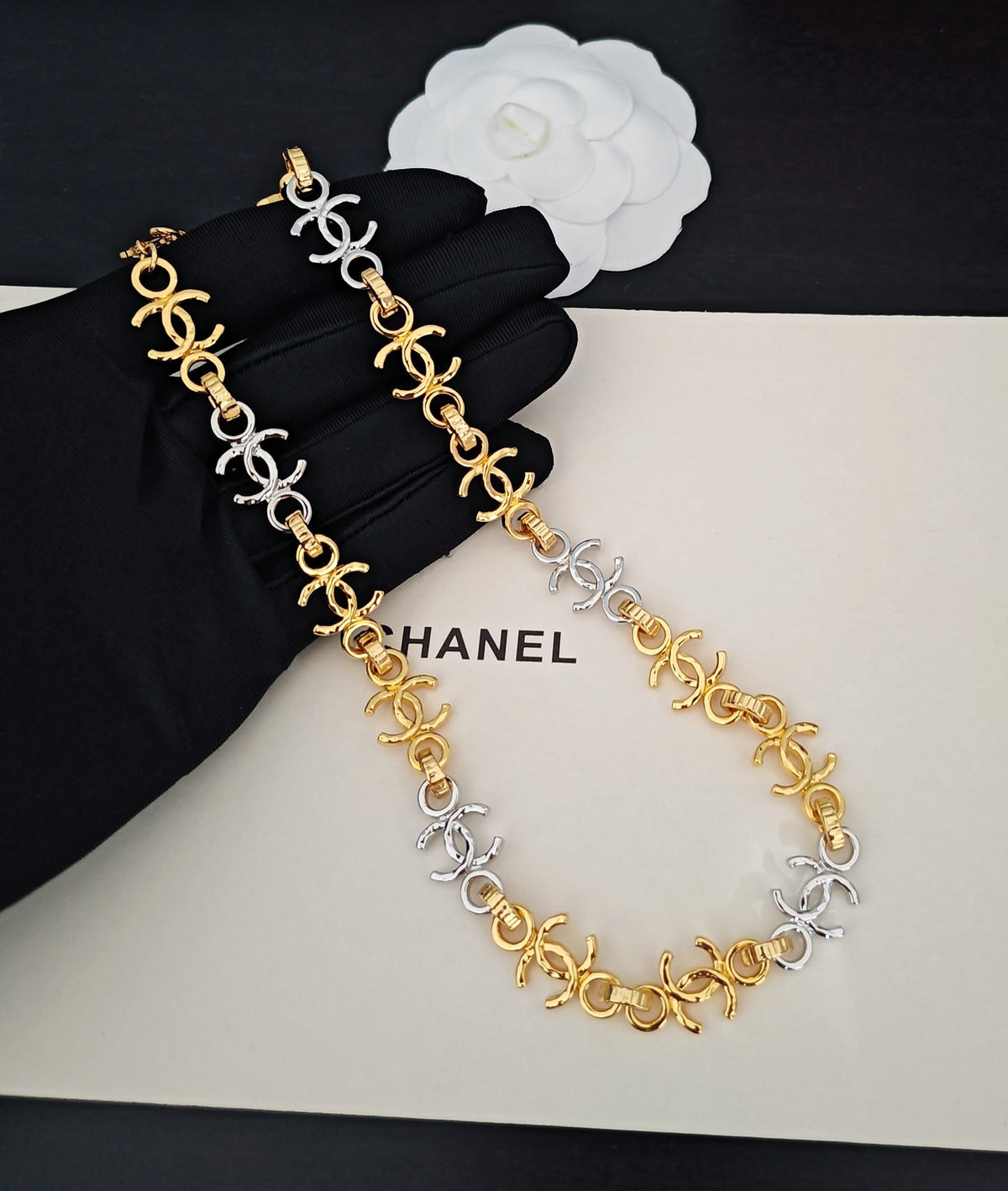 Signature Emblem Pendant Necklace in Gold-Tone – Design 001 detail view