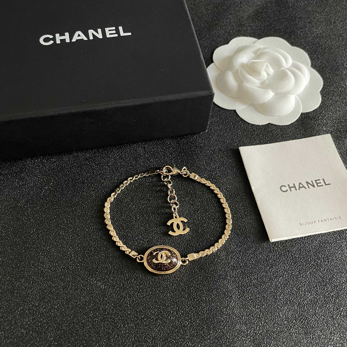 Double-C Emblem Bracelet in Polished Metal-Tone – Design 001 styled product view