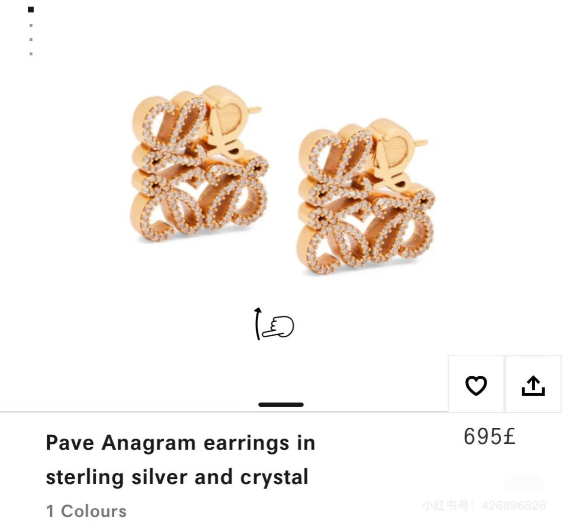 Floral Motif Stud Earrings in Polished Metal-Tone with Crystal-Style Accents main product view