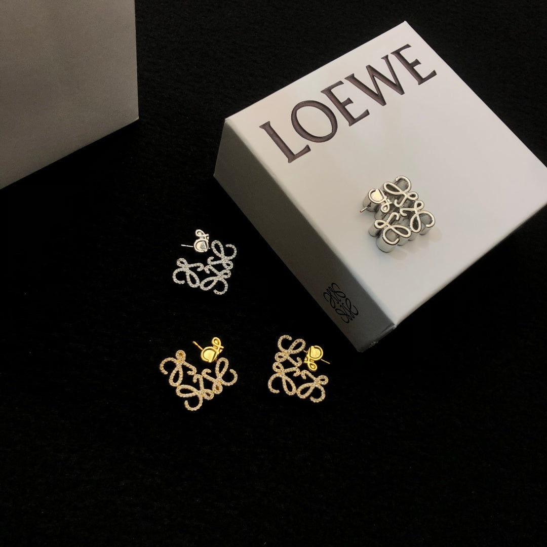 Floral Motif Stud Earrings in Polished Metal-Tone with Crystal-Style Accents styled view