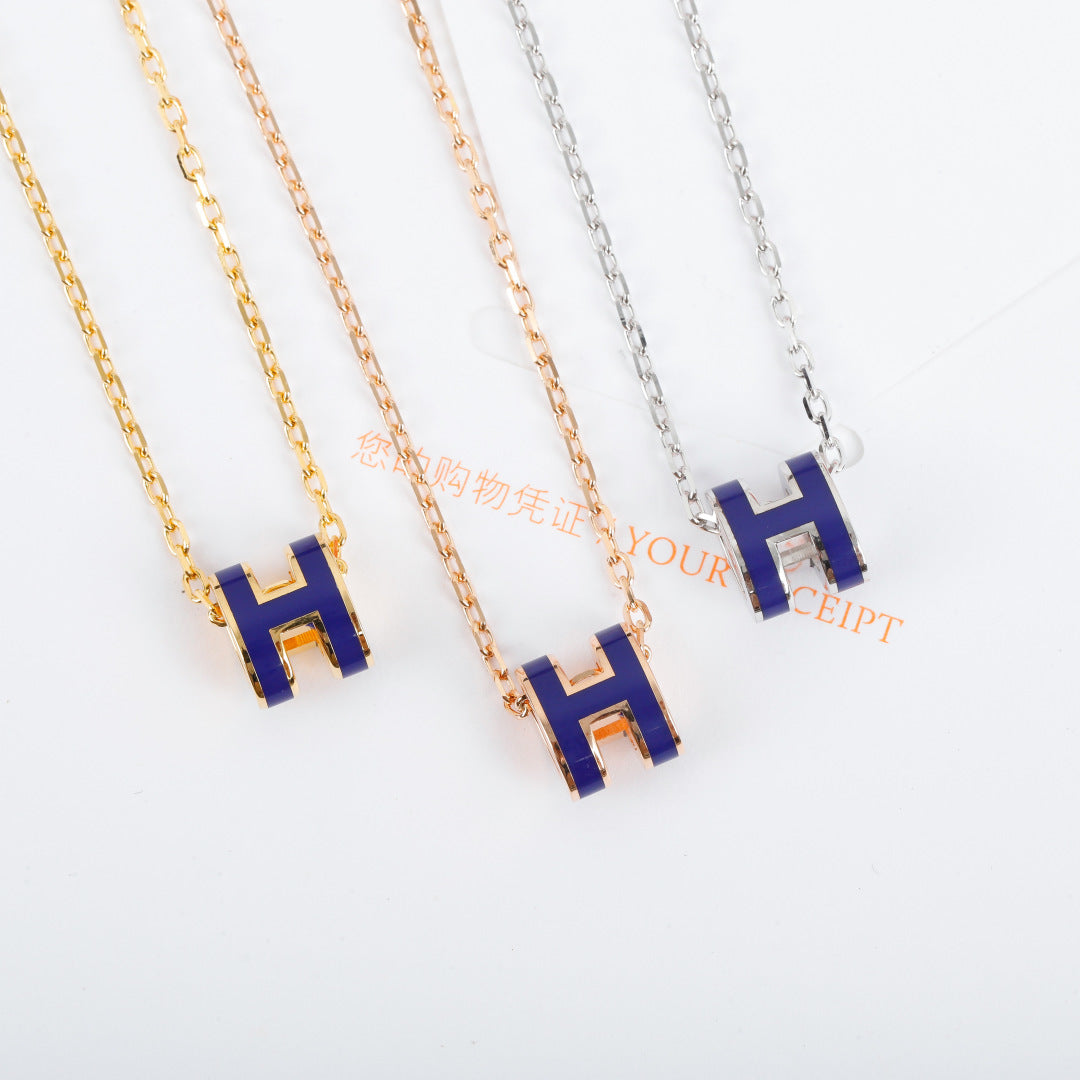 Geometric Emblem Pendant Necklace in Silver-Tone – Gold Detail front product view