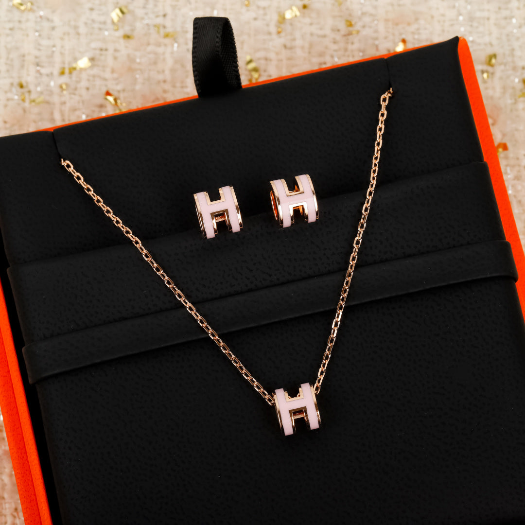 Geometric Emblem Pendant Necklace in Silver-Tone – Gold Detail – Design 002 front product view