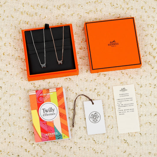 Geometric Emblem Pendant Necklace in Silver-Tone – Gold Detail – Design 003 main product view