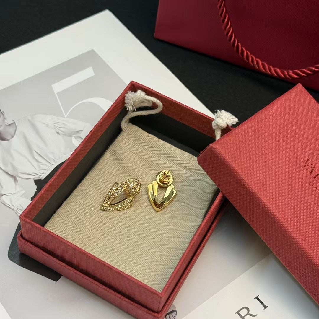 Signature Emblem Crystal-Accent Stud Earrings – Design 09 styled detail