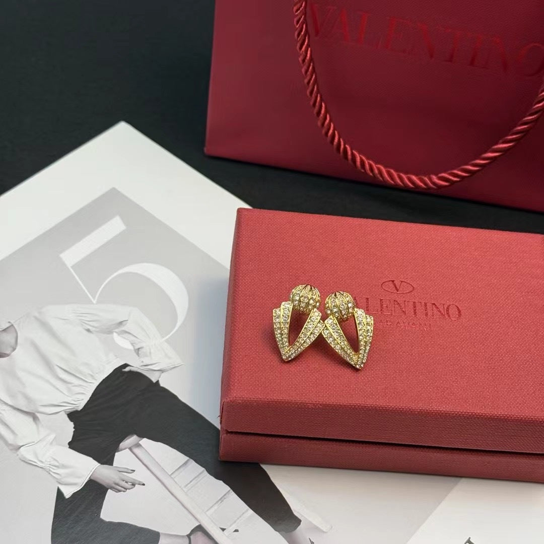 Signature Emblem Crystal-Accent Stud Earrings – Design 09 front view