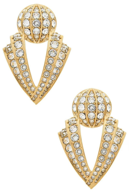 Signature Emblem Crystal-Accent Stud Earrings – Design 09 main product view