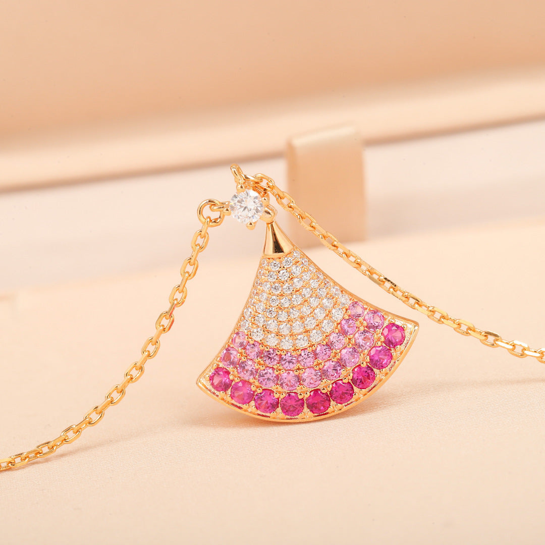 Fan Pendant Necklace in Rose-Gold-Tone close-up detail