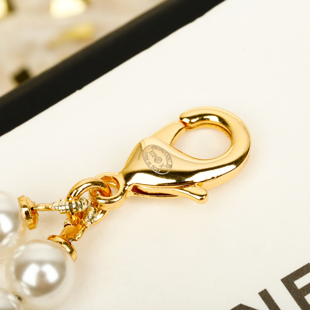 Double-C Emblem Pearl-Detail Pendant Necklace – Pearl Detail – Design 059 main product view