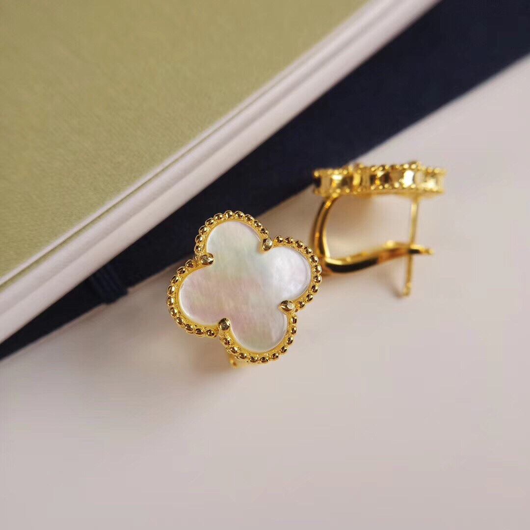Clover Stud Earrings in Gold-Tone close-up detail