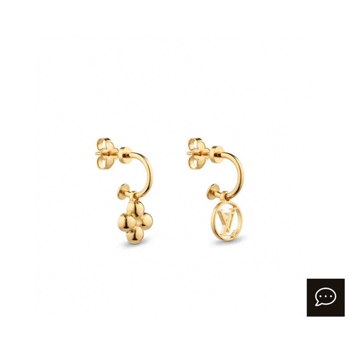 Letter Emblem Stud Earrings in Gold-Tone – Design 004 front product view