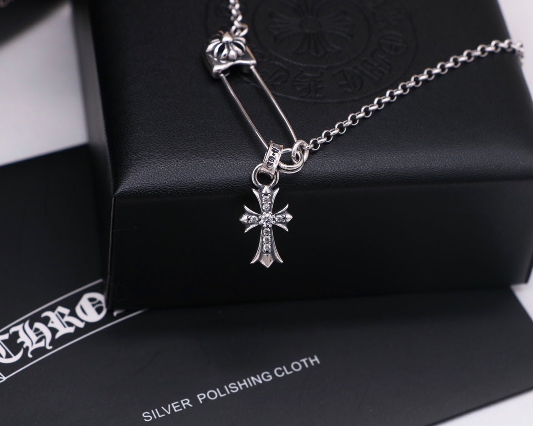 Signature Emblem Pendant Necklace in Polished Metal-Tone – Design 070 main product view