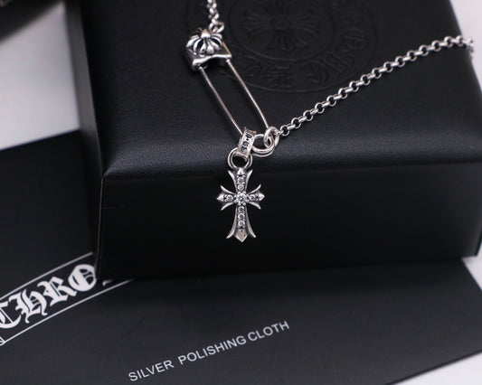 Signature Emblem Pendant Necklace in Polished Metal-Tone – Design 070 main product view