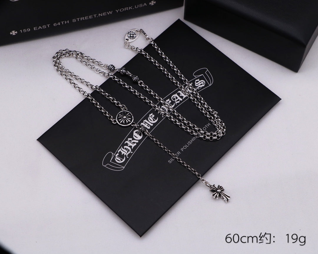 Gothic Emblem Pendant Necklace in Antique Silver-Tone – Design 02 detail view