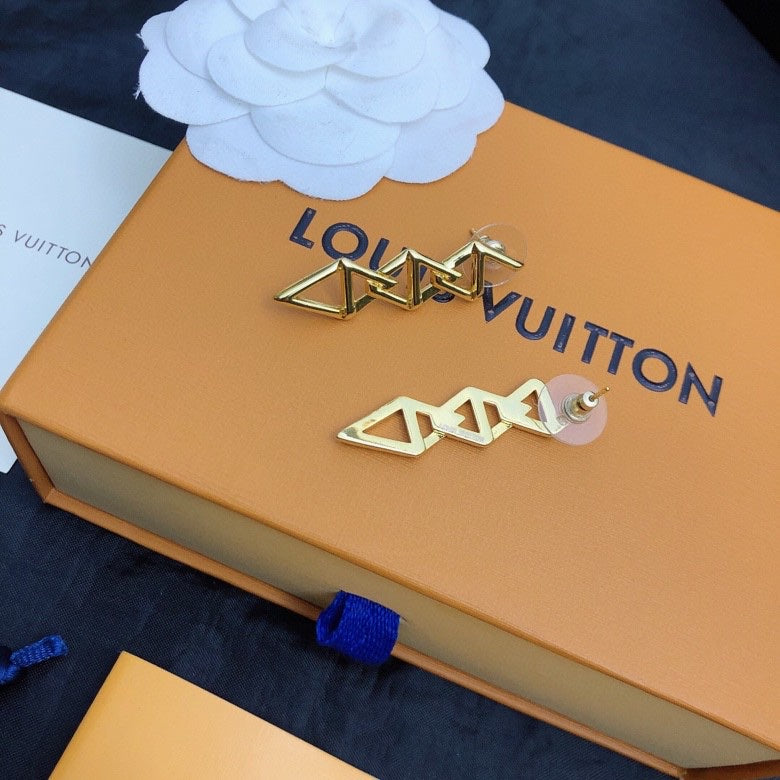 Geometric Emblem Stud Earrings in Polished Metal-Tone – Design 013 styled product view