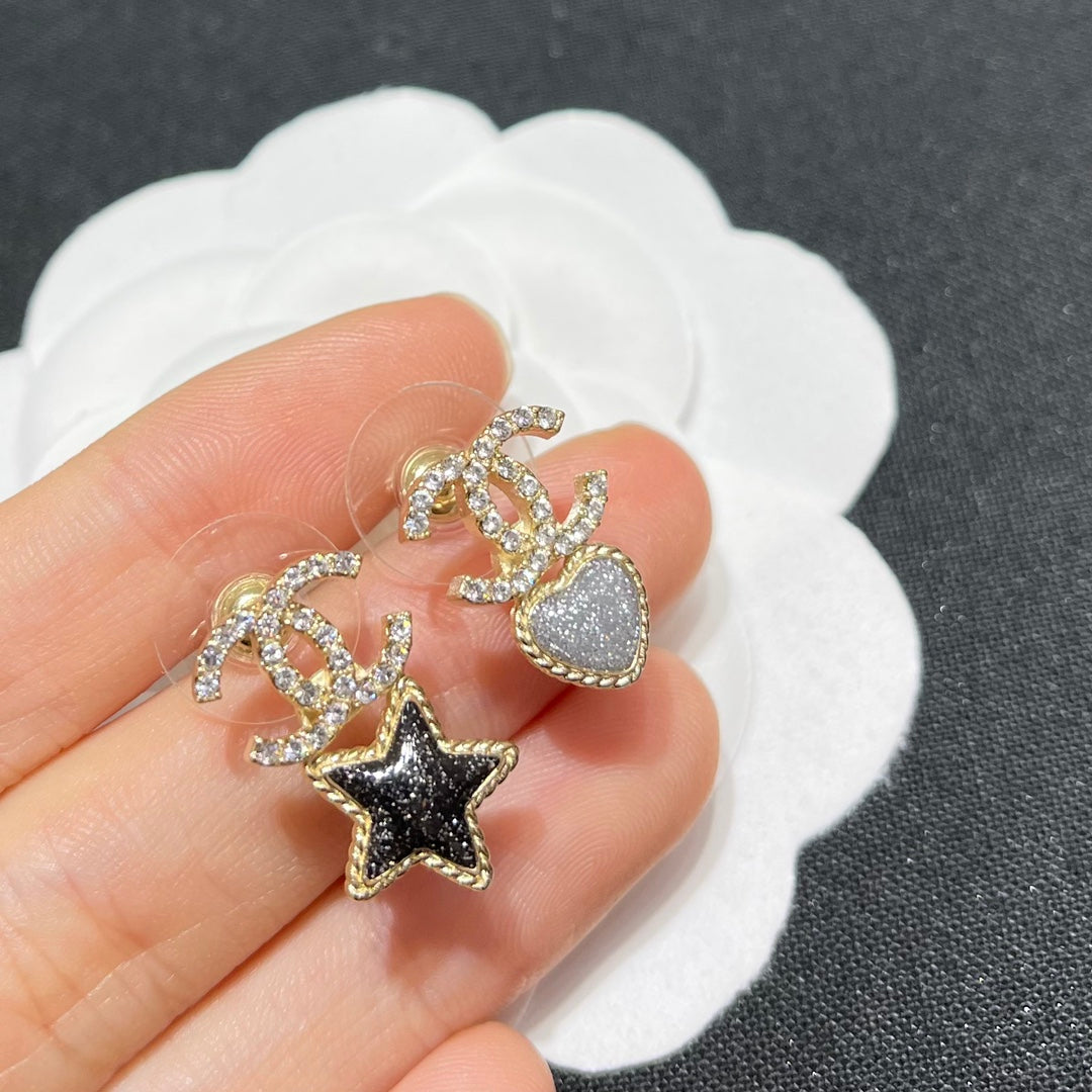 Double-C Emblem Crystal-Accent Stud Earrings – Star Detail main product view