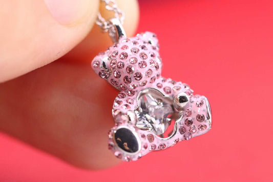 Teddy Bear Collarbone Necklace in Polished Metal-Tone main product view