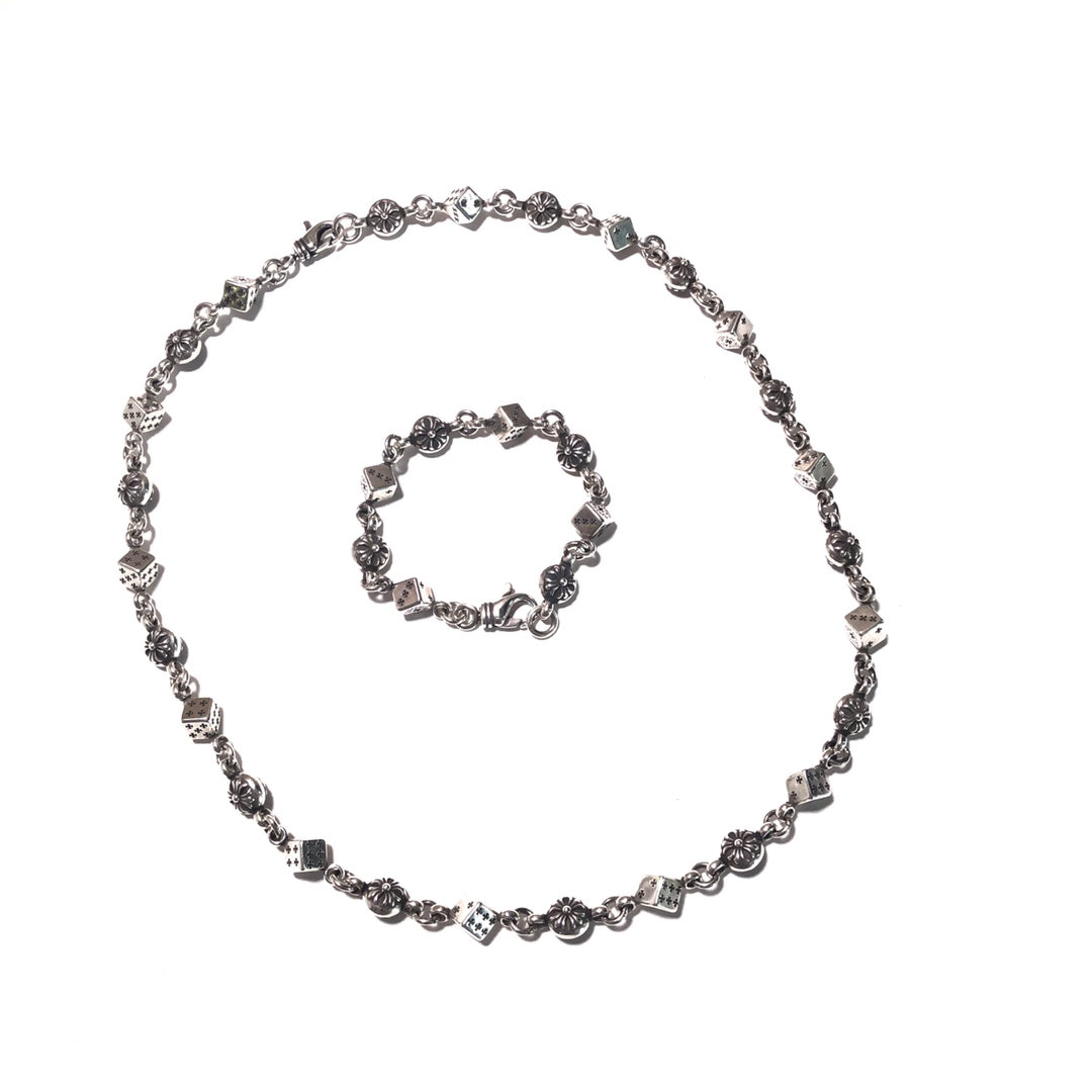 Cross Pendant Necklace in Metal-Tone – Dice Detail main product view