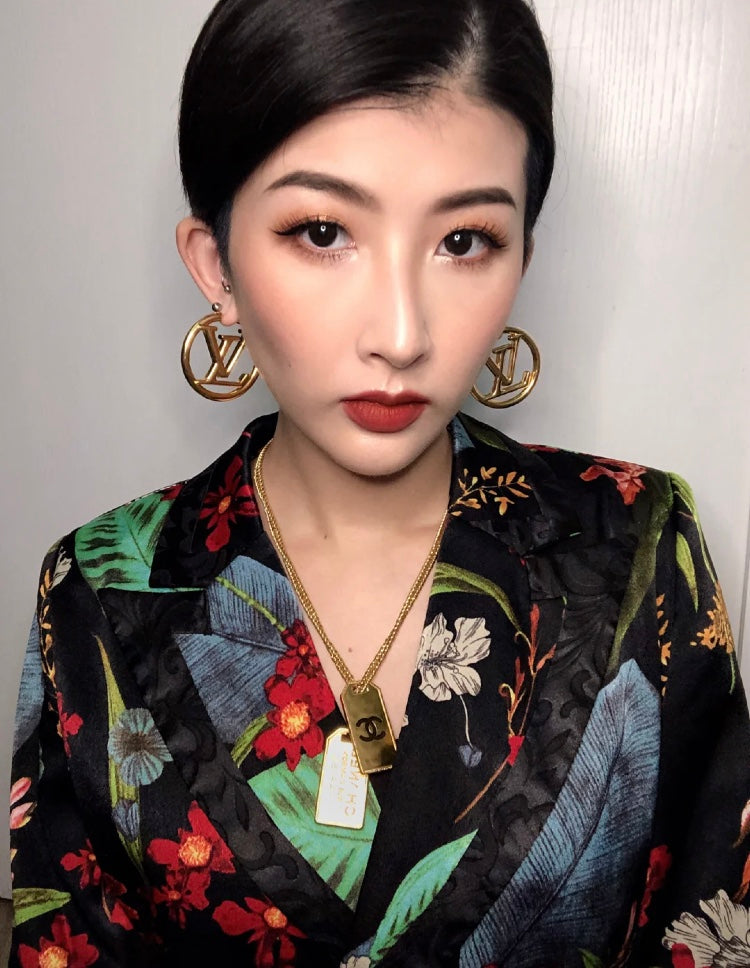 Round Statement Earrings in Gold-Tone – Design 004 close-up detail