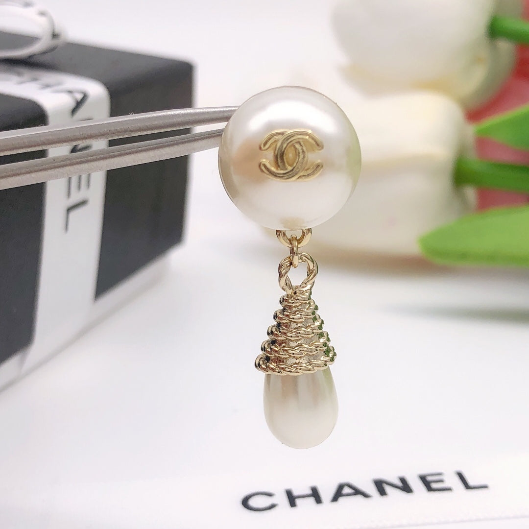 Letter Pearl-Detail Statement Earrings – Pearl Detail front product view