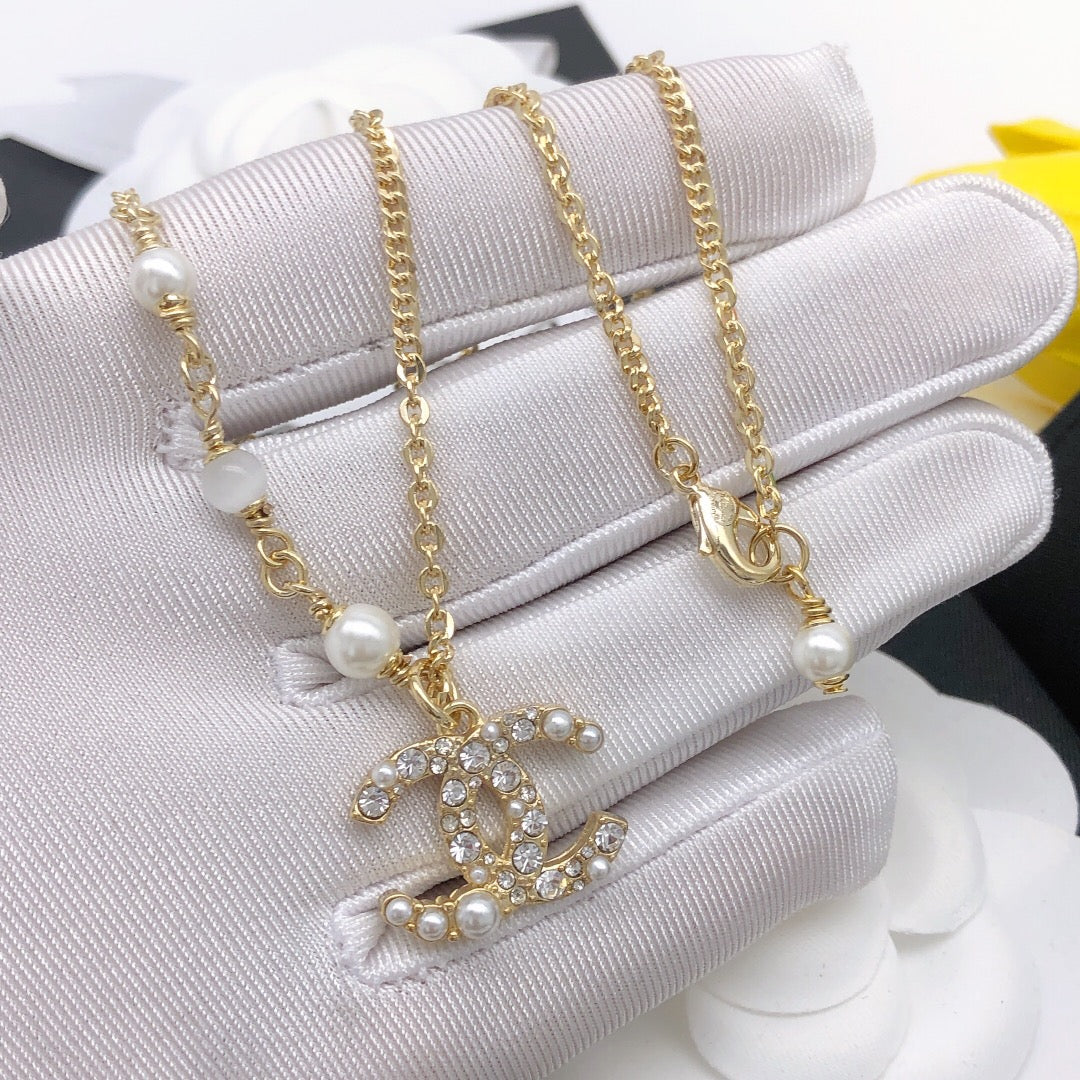 Signature Emblem Pendant Necklace in Polished Metal-Tone – Design 048 front product view