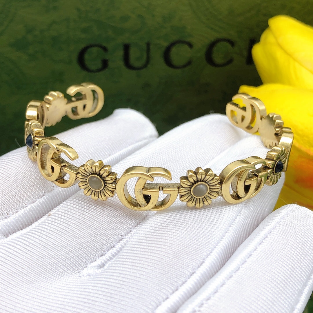 Floral Bangle in Polished Metal-Tone styled product view