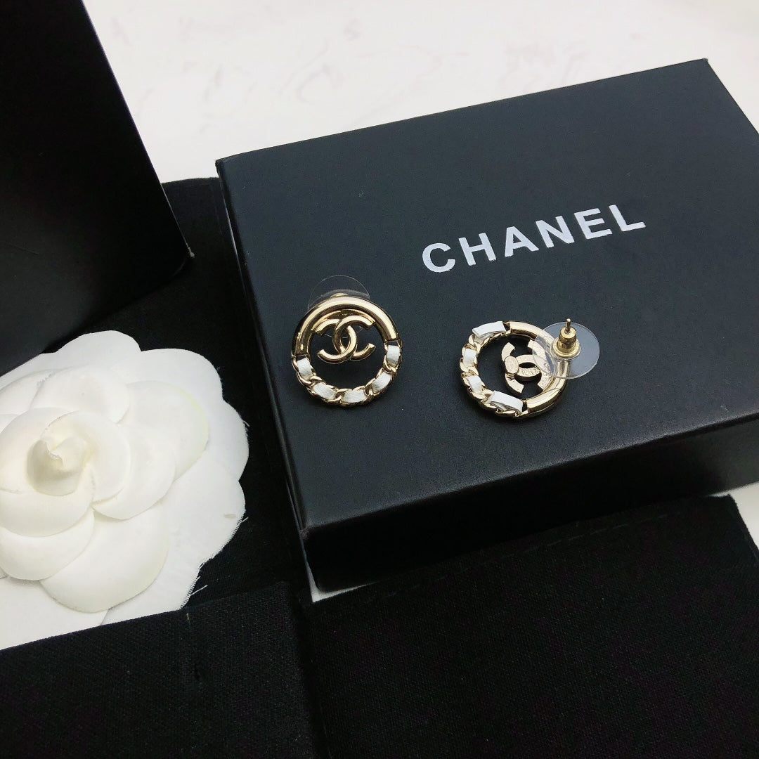 Signature Emblem Statement Earrings in Gold-Tone – Design 017 front product view