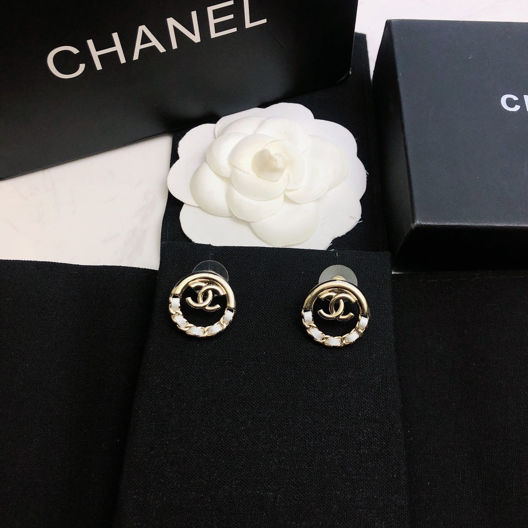 Signature Emblem Statement Earrings in Gold-Tone – Design 017 close-up detail