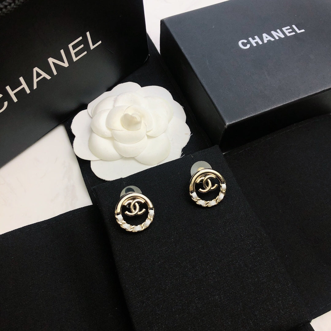 Signature Emblem Statement Earrings in Gold-Tone – Design 017 styled product view