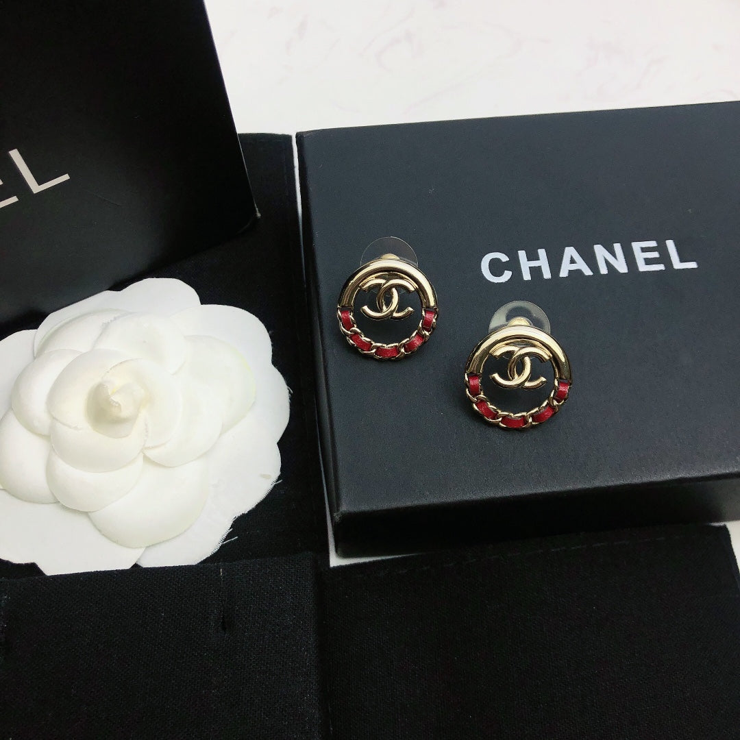 Signature Emblem Statement Earrings in Gold-Tone – Design 016 front product view
