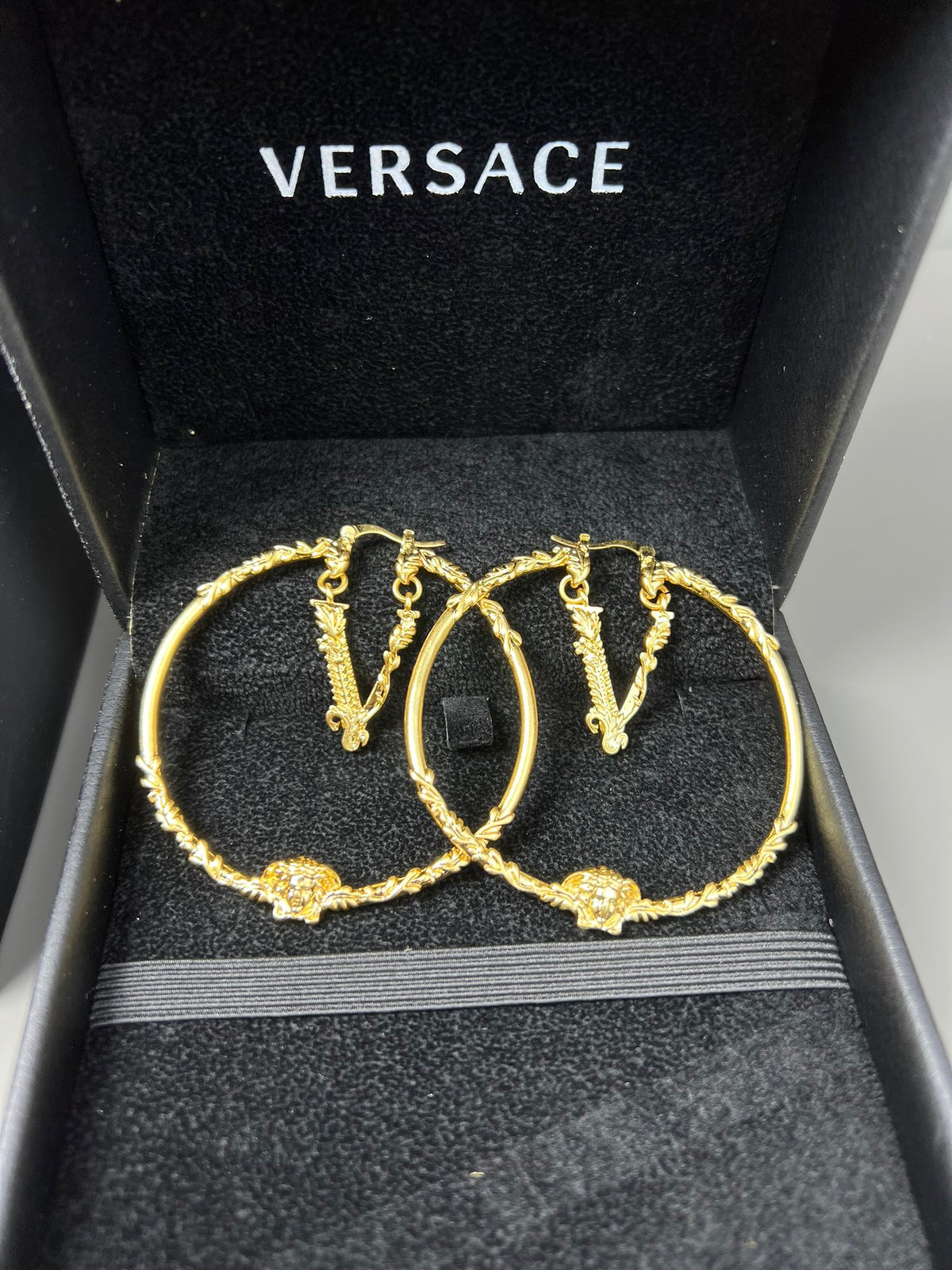 Statement Emblem Stud Earrings in Gold-Tone – Design 02 main product view