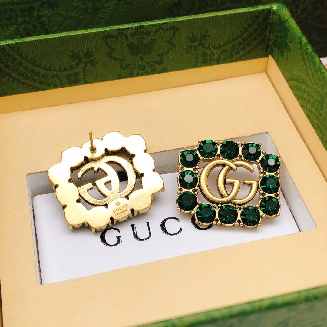 Square Stud Earrings in Polished Metal-Tone – Design 001 styled product view