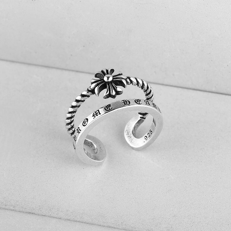 Cross Statement Ring in Antique Silver-Tone – Design 01 close-up detail