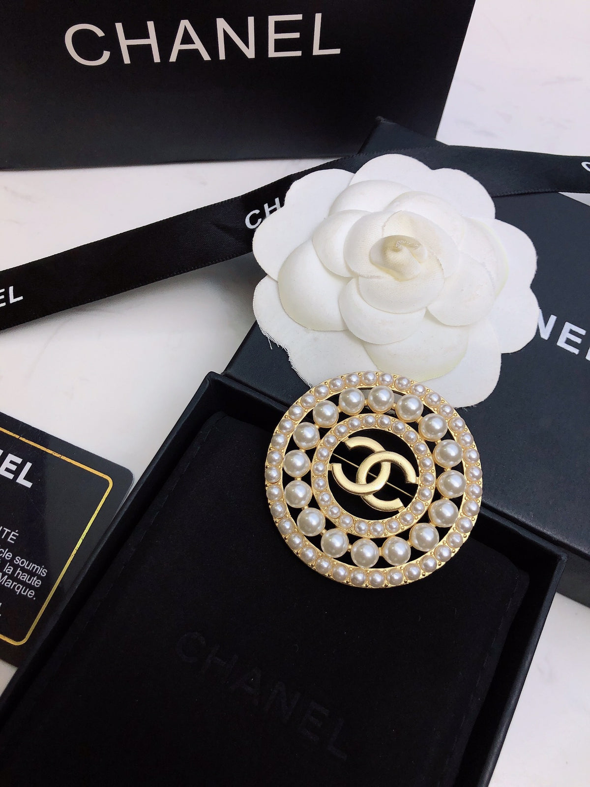 Signature Emblem Brooch in Polished Metal-Tone – Design 035 styled product view