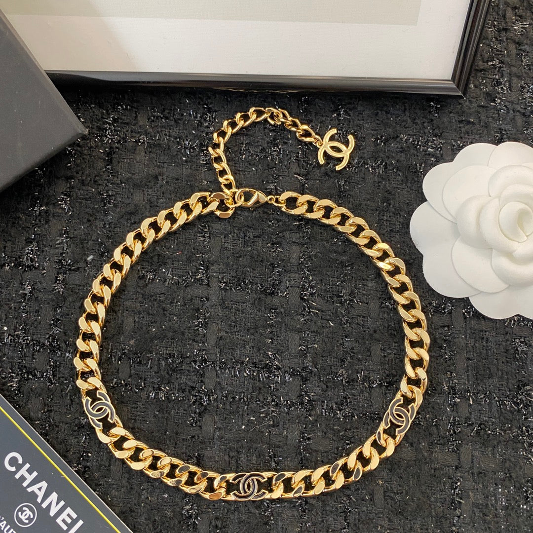 Signature Emblem Bracelet in Polished Metal-Tone – Black Detail – Design 002 main product view