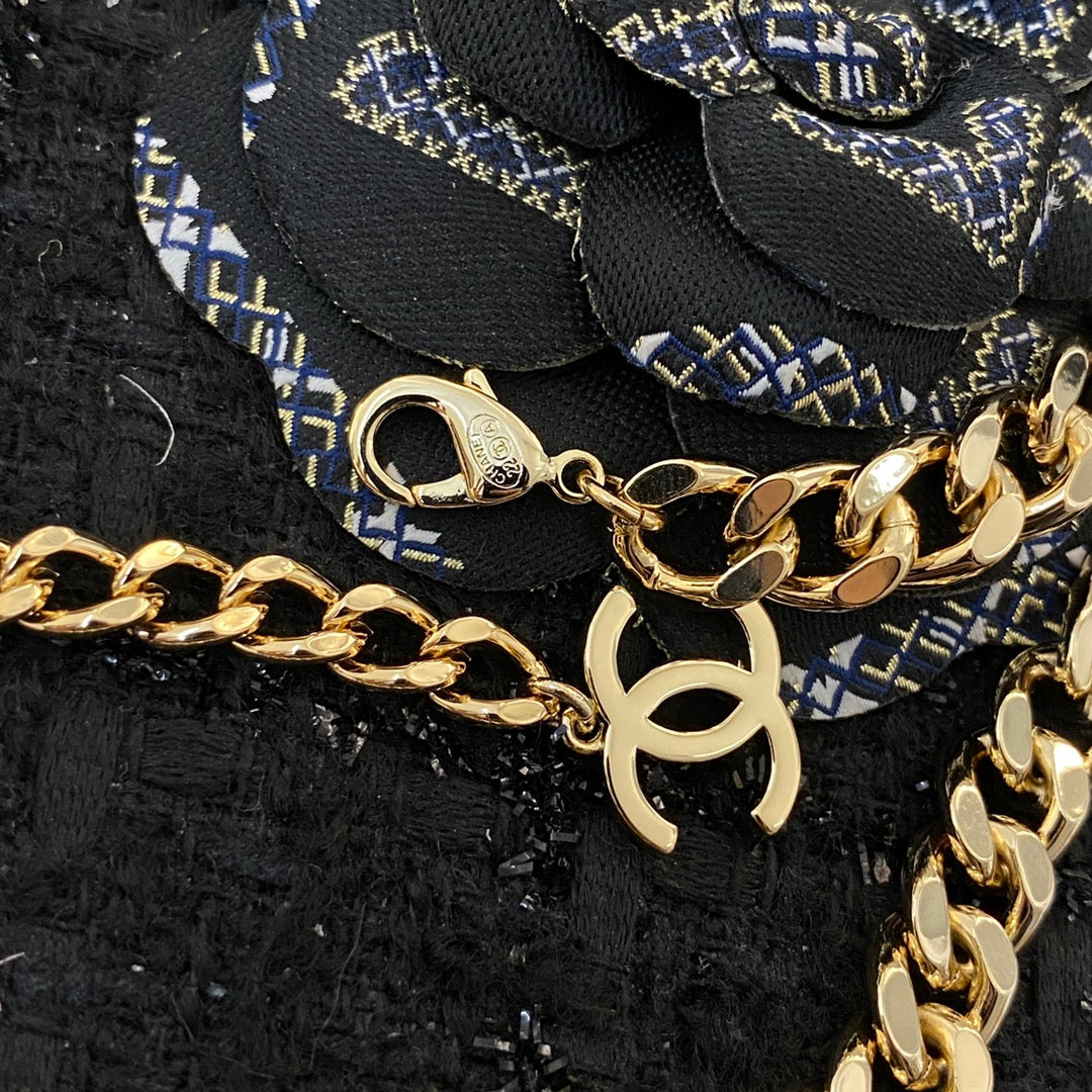 Signature Emblem Bracelet in Polished Metal-Tone – Black Detail – Design 002 styled product view