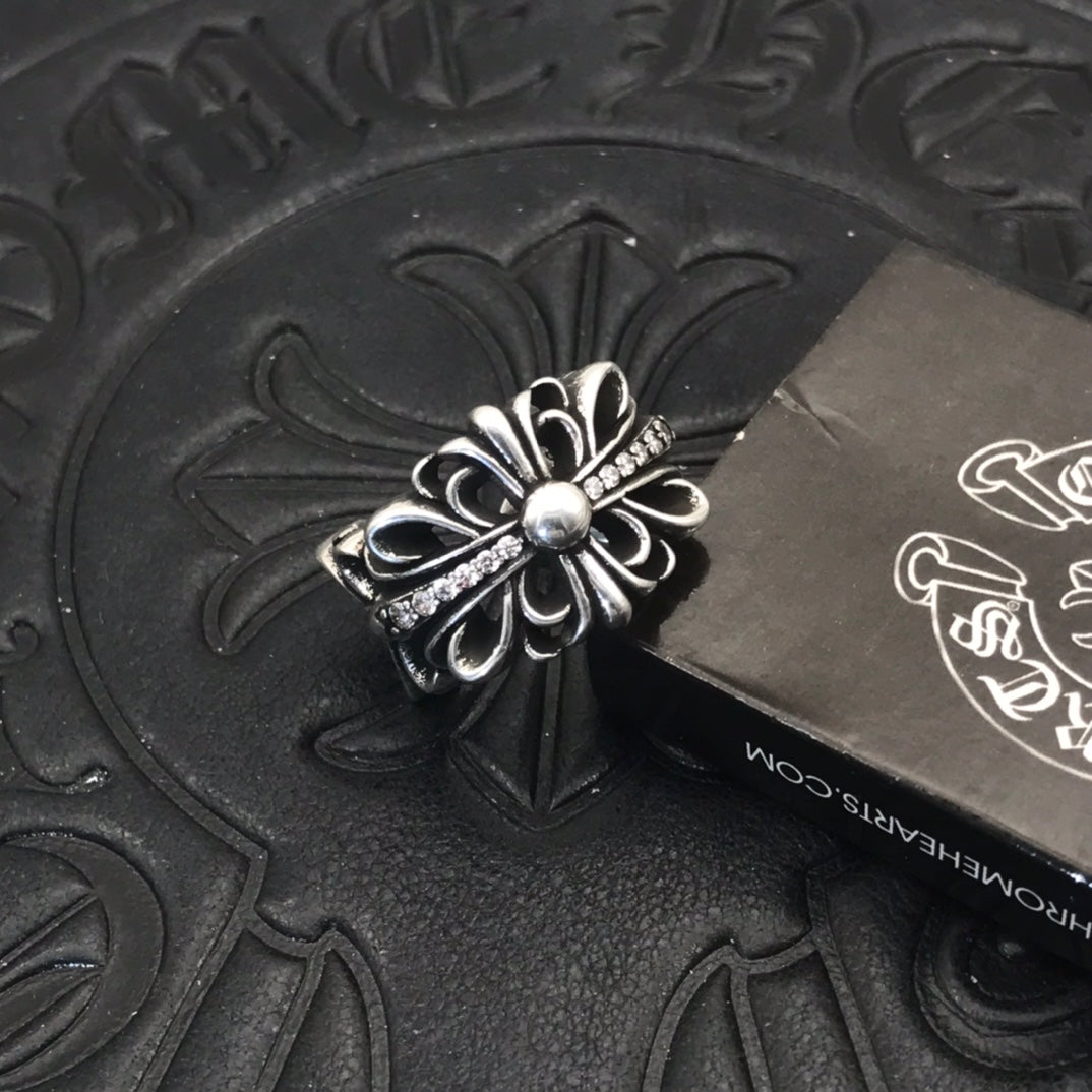 Floral Cross Statement Ring in Antique Silver-Tone main product view