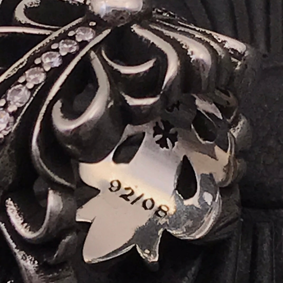 Floral Cross Statement Ring in Antique Silver-Tone main product view