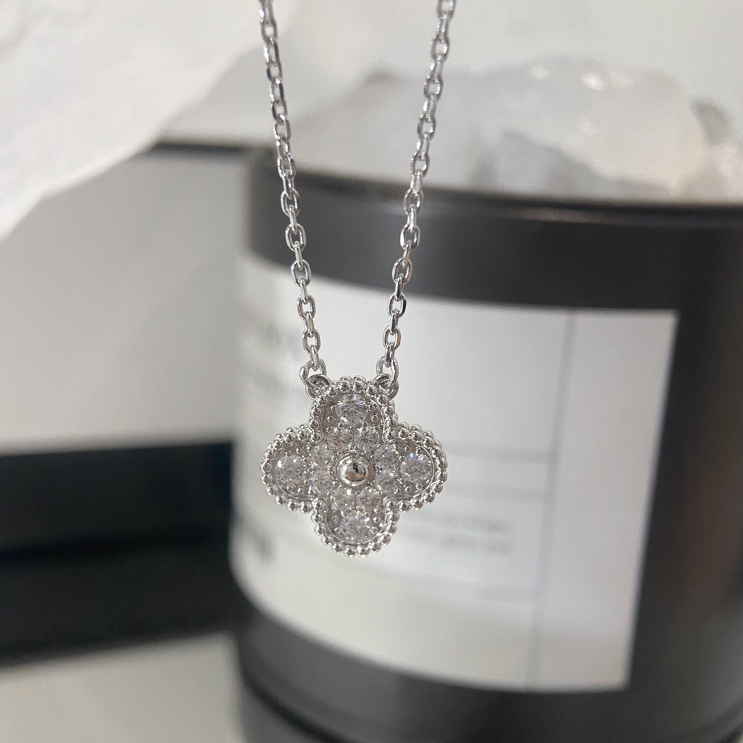 Clover Pendant Necklace in Rose-Gold-Tone – Crystal Detail main product view