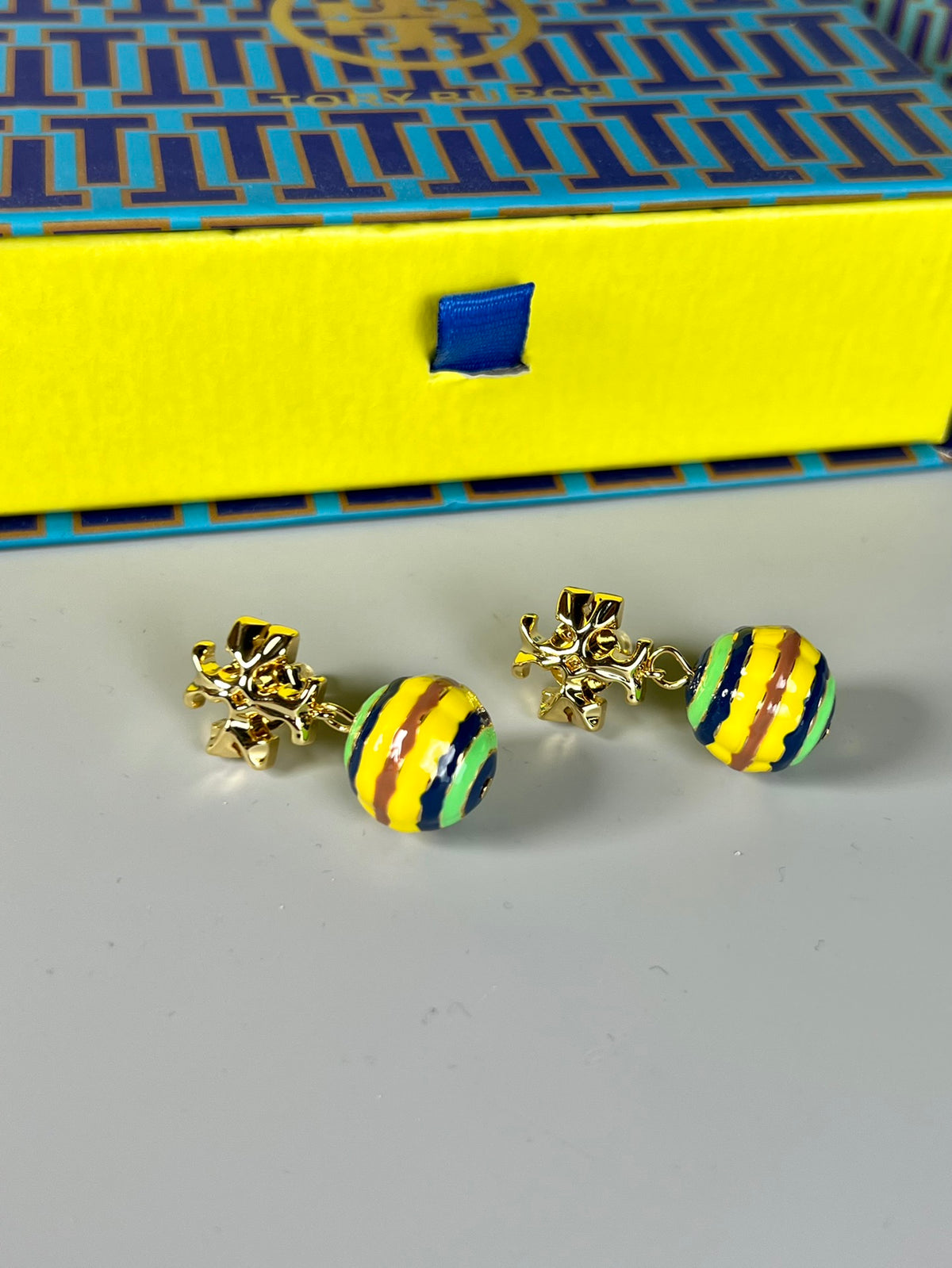 Signature Emblem Stud Earrings in Polished Metal-Tone – Design 027 main product view