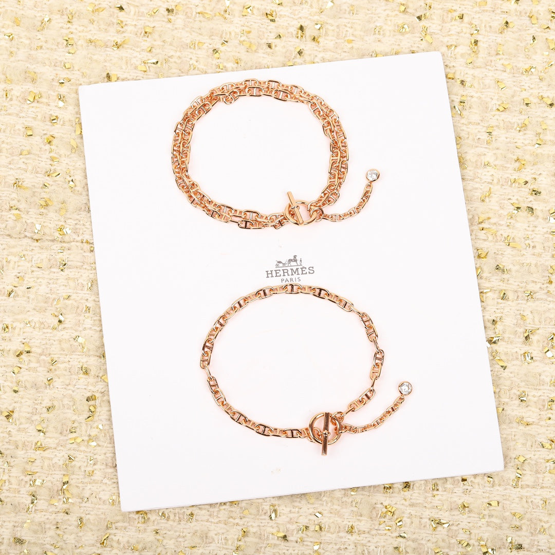 Signature Emblem Bracelet in Gold-Tone – Red Detail – Design 002 main product view