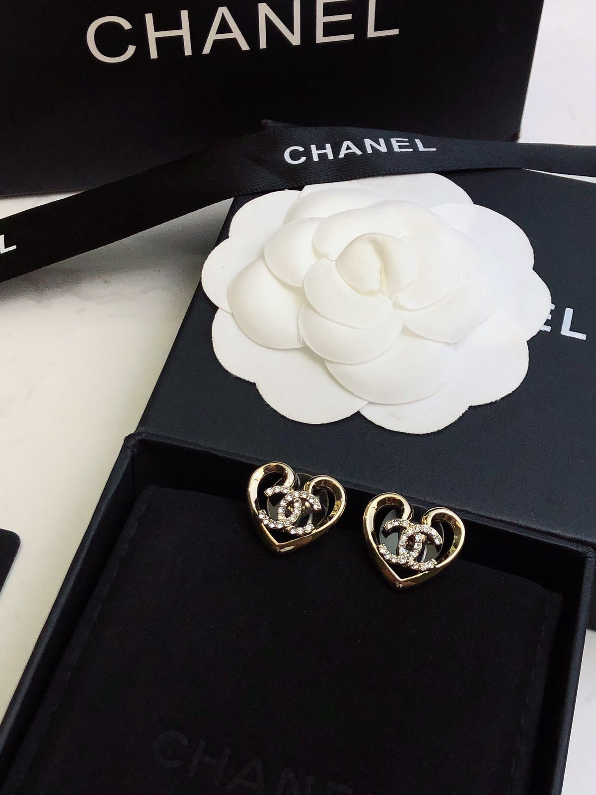 Heart Stud Earrings in Polished Metal-Tone – Heart Detail – Design 004 main product view