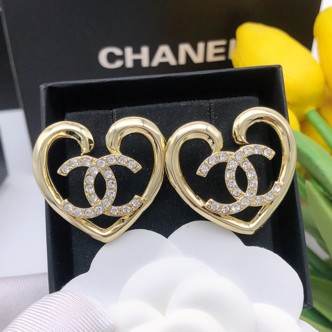 Heart Crystal-Accent Statement Earrings – Heart Detail – Design 002 styled product view