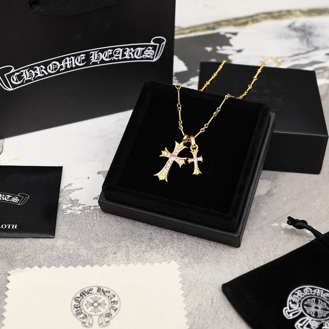 Signature Emblem Pendant Necklace in Polished Metal-Tone – Design 058 main product view