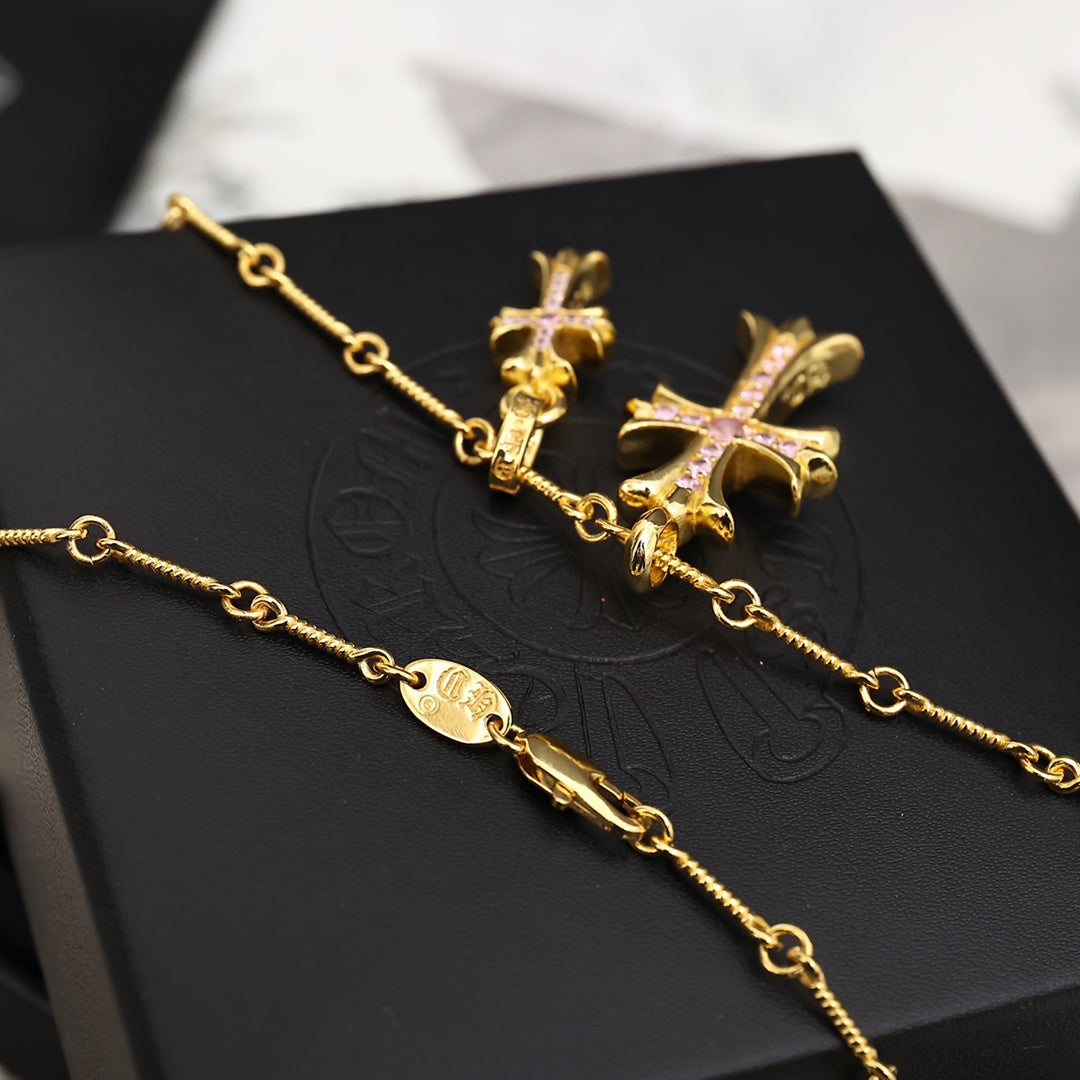Signature Emblem Pendant Necklace in Polished Metal-Tone – Design 058 detail view