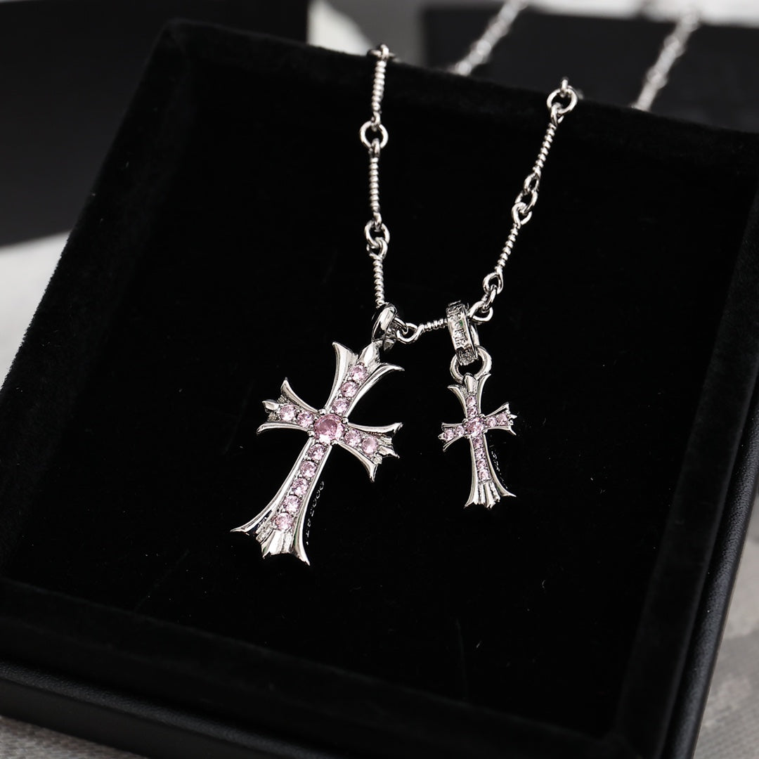Signature Emblem Pendant Necklace in Polished Metal-Tone – Design 058 side detail