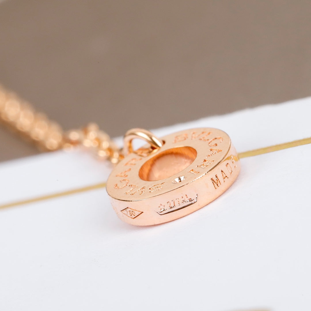 Geometric Emblem Pendant Necklace in Polished Metal-Tone – Design 012 front product view