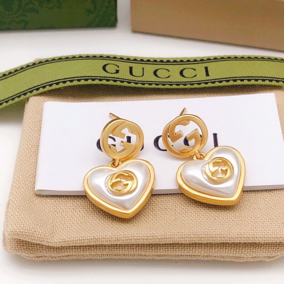 Heart Stud Earrings in Silver-Tone – Crystal Detail – Design 002 side detail