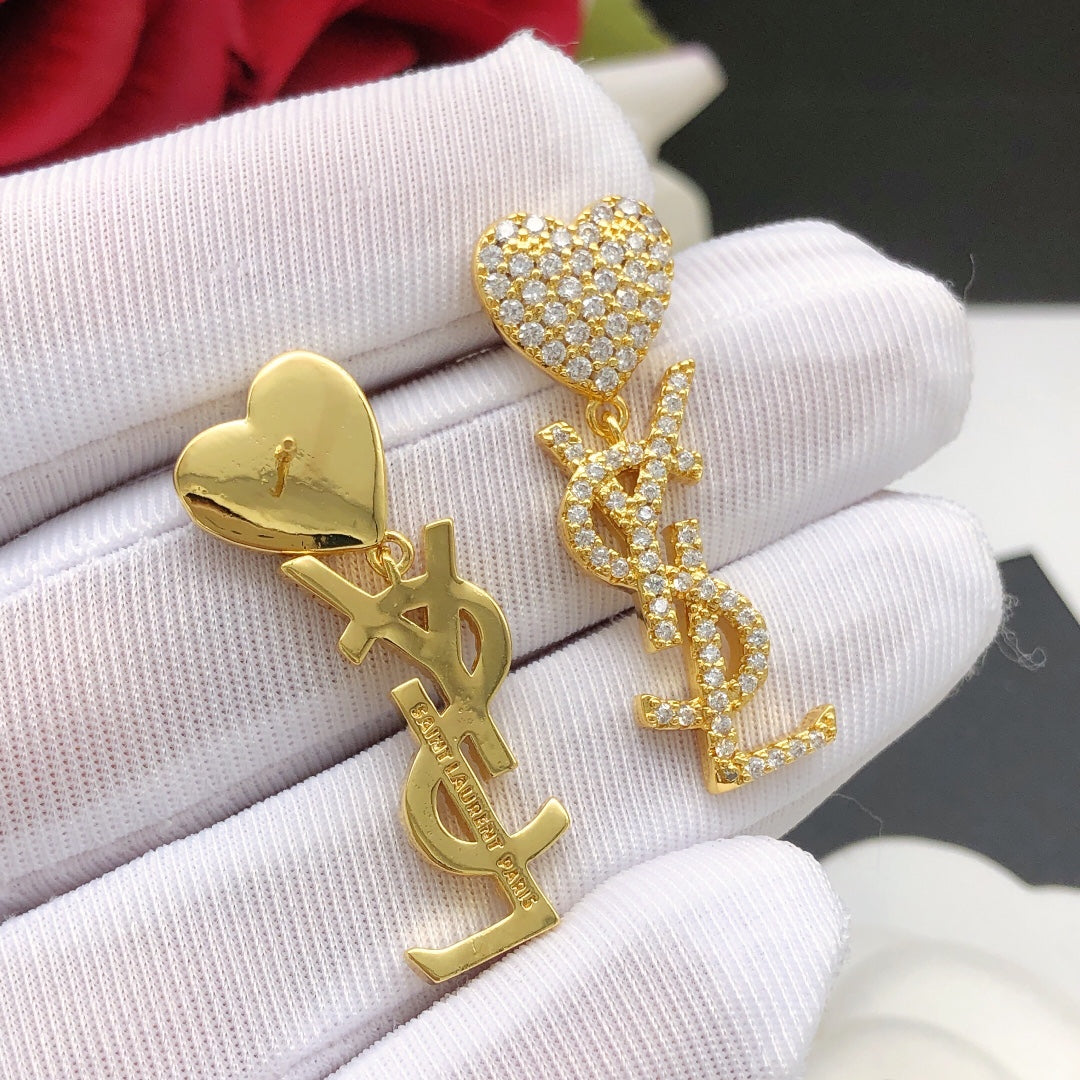 Heart Stud Earrings in Silver-Tone side detail